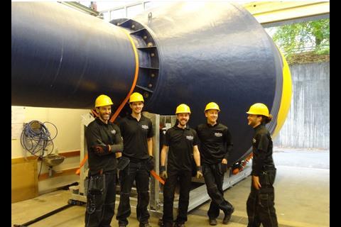 CorPower Ocean team members in the company's Stockholm Integration test facility